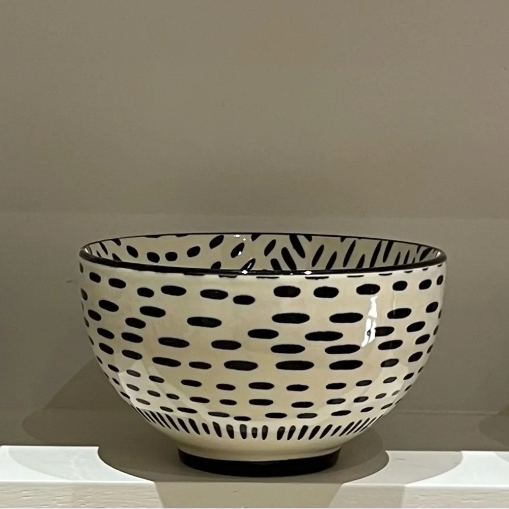 SHORT ST_ORIES Geometric Black and White Ceramic Bowl Set of 3  Price: $25.00 - Picture 7 of 8